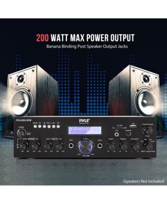 Bluetooth Stereo Amplifier Receiver With UHF Wireless Microphone, MP3/USB/SD/AUX/FM Radio, 200 Watt