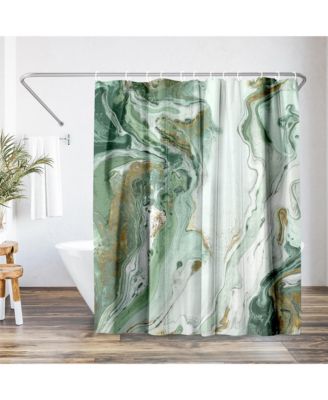 Abstract Shower Curtain Marble Petroleum by PI Creative Art
