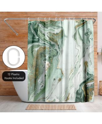 Abstract Shower Curtain Marble Petroleum by PI Creative Art