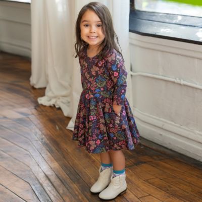 Girls Child Fair Trade Organic Cotton Print 3/4 Sleeve Twirl Dress