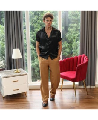 Men's Midnight Black Solid Satin Shirt