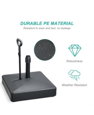 Patio Umbrella Base Heavy Duty with Wheels and Pull Rod, Fillable Umbrella Base, Mobile Market Stand for Deck, Poolside, Lawn - Black