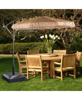 Patio Umbrella Base With Wheels, Heavy Duty Fillable Market Umbrella Stand For Patios, Poolside, Garden With 4 Wheels, 2 Locks And Adjustable Knob- Brown