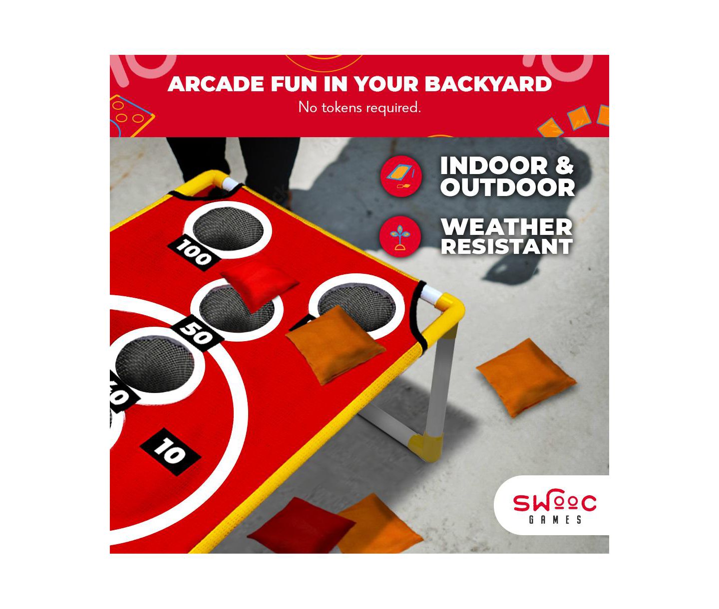 Детские игрушки SWOOC Coney Island Toss 15+ Games Bounce Bean Bag Toss Game, Ages 6+ — фото 4