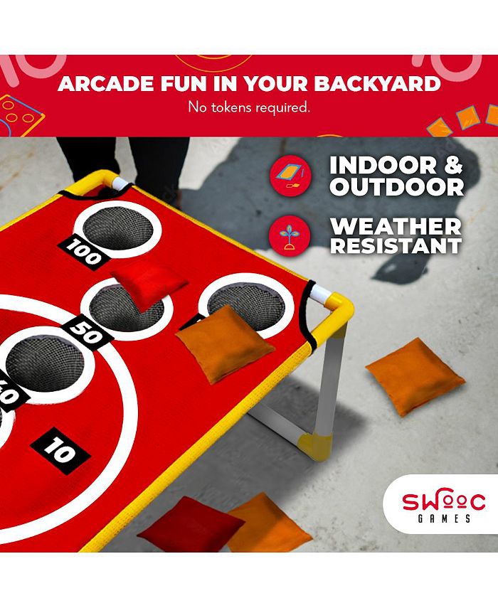 Coney Island Toss - Boardwalk Inspired Cornhole Bounce Game (15  Games Included) - PVC Corn Hole Bean Bag Toss Game - Red - Medium