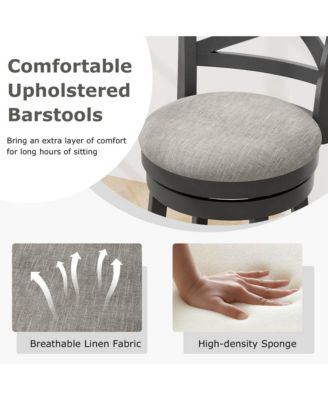 Swivel Bar Stools Set of 4 Counter Height Chairs with Hollow Back Soft-padded Seat