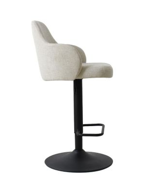 Set Of 2 Armrest Upholstered 360° Swivel Adjustable Barstool With Black Legs-Maison Boucle