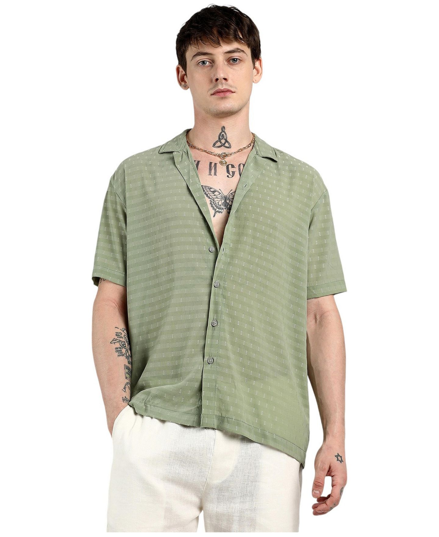 Мужская рубашка Cahoot Campus Sutra Utility Tartan Plaid Oversized, цвет: Зелёный — фото 1