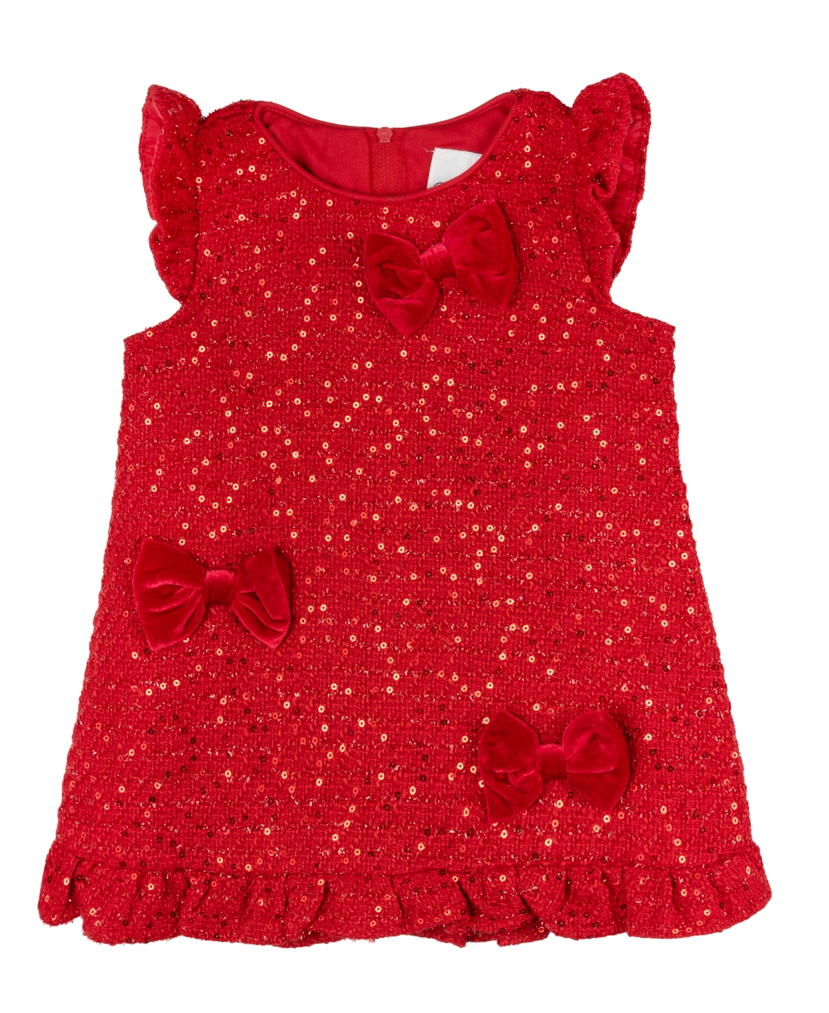 Rare Editions Baby Girl Sequin Tweed Social Dress In Red