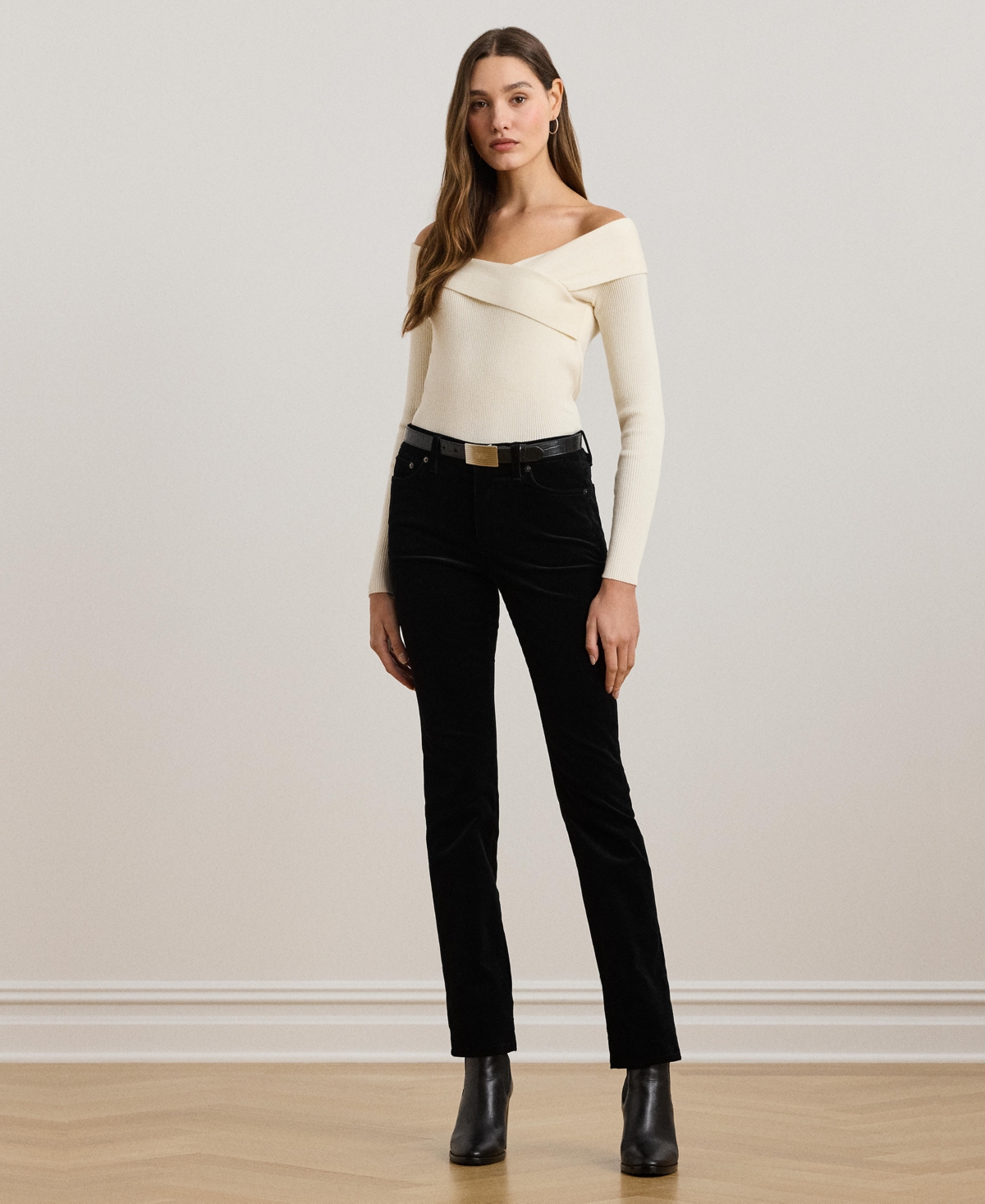 Lauren Ralph Lauren Women's Rib-Knit Off-the-Shoulder Sweater