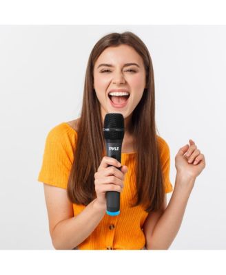 Bluetooth Wireless PA Microphone System, UHF, Includes (4) Handheld Mics, Public Address Mic with Talk-Over