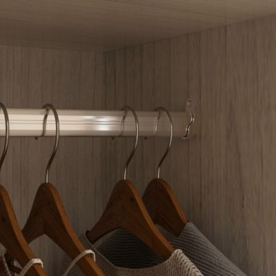 Corner Wardrobe Closet with 2 Glass Doors, Armoire with Hanging Rod