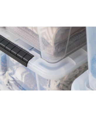 6 Pack 19qt Clear View Plastic Storage Bin with Lid and Secure Latching Buckles