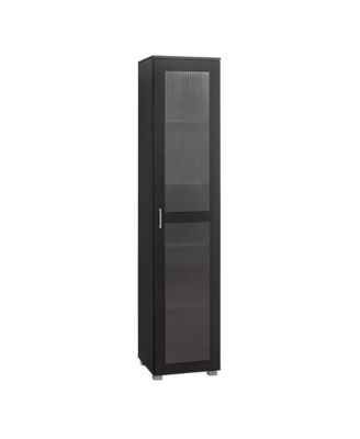 Tall Curio Cabinet – Bookshelf with 5 Shelves & Glass Door for Living Room, Kitchen, Bedroom or Office