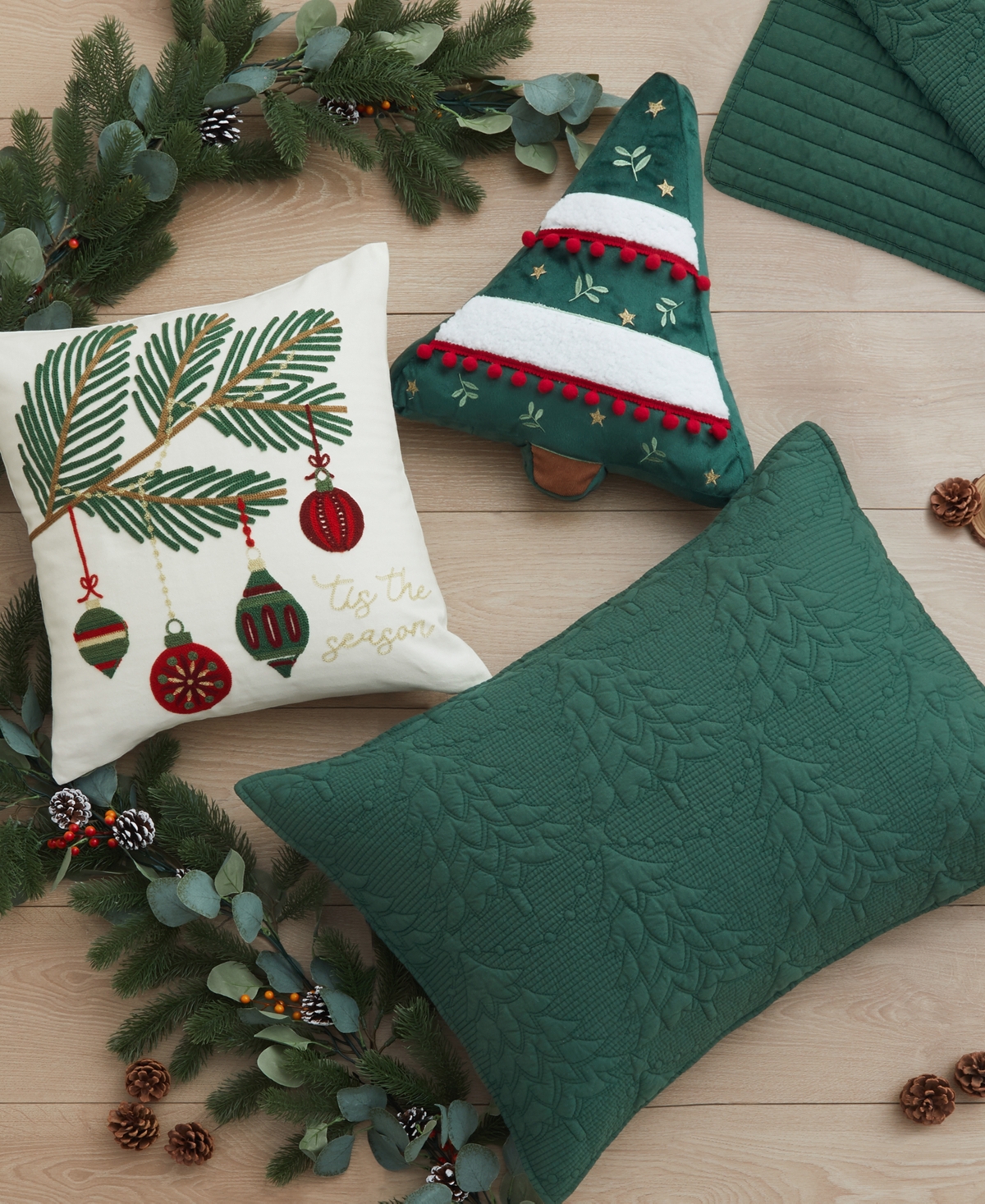 Levtex O Christmas Tree Stitching 3-pc. Quilt Set, Full/queen In Green