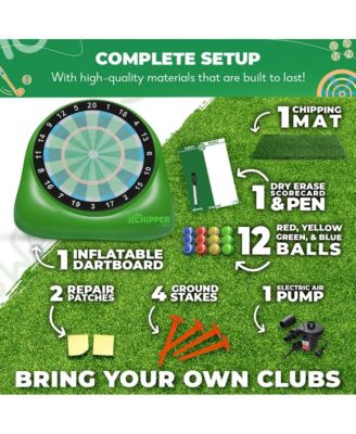 Bull Chipper | Giant Golf Darts (Over 6ft Tall) with 10+ Golf Games | Golf Chipping Game with Air Pump | Yard Games