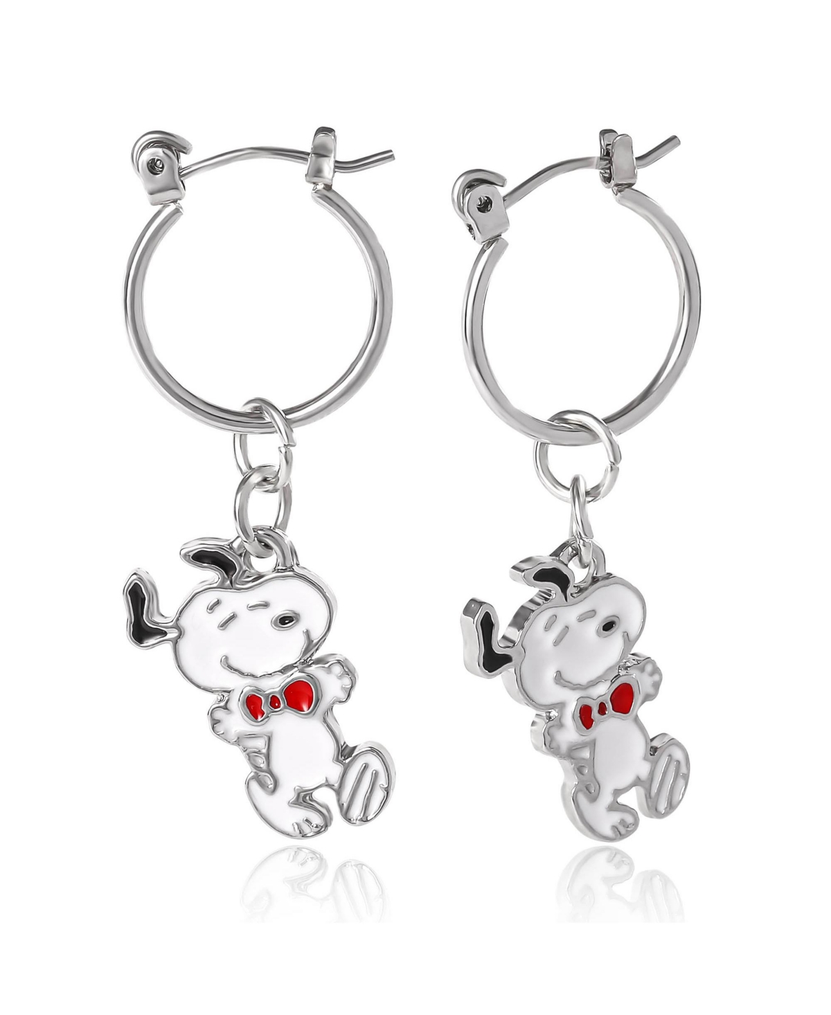 Peanuts Snoopy Enamel 6 Piece Earring Set, Studs and Hoops - white, yellow