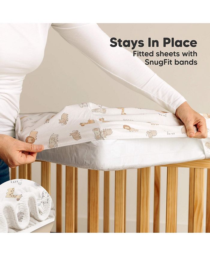 KeaBabies 2pk Soothe Waterproof Fitted Mini Crib Sheets for Girl, Boy, 100% Organic Soft Cotton Pack and Play Sheets - Gray