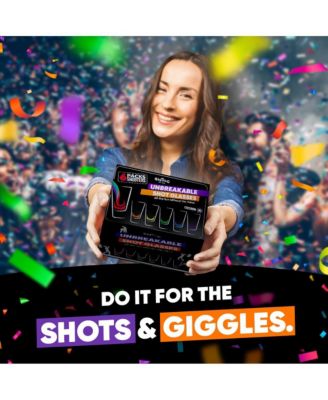 Unbreakable Tall Shot Glasses Set of 6 (2oz) - Stronger Than Glass (250x) & Acrylic (25x) - Colorful & Dishwasher-Safe