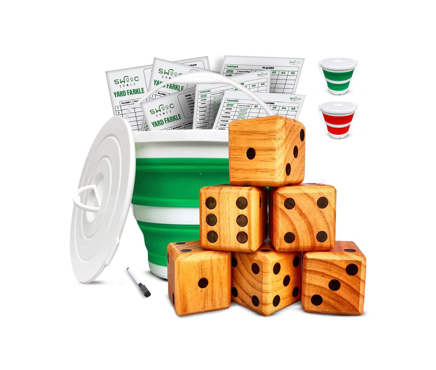 Детские настольные игры SWOOC Yardzee, Farkle & 20+ Games 6-Piece Board Game, Ages 3+, цвет: Коричневый — фото 1