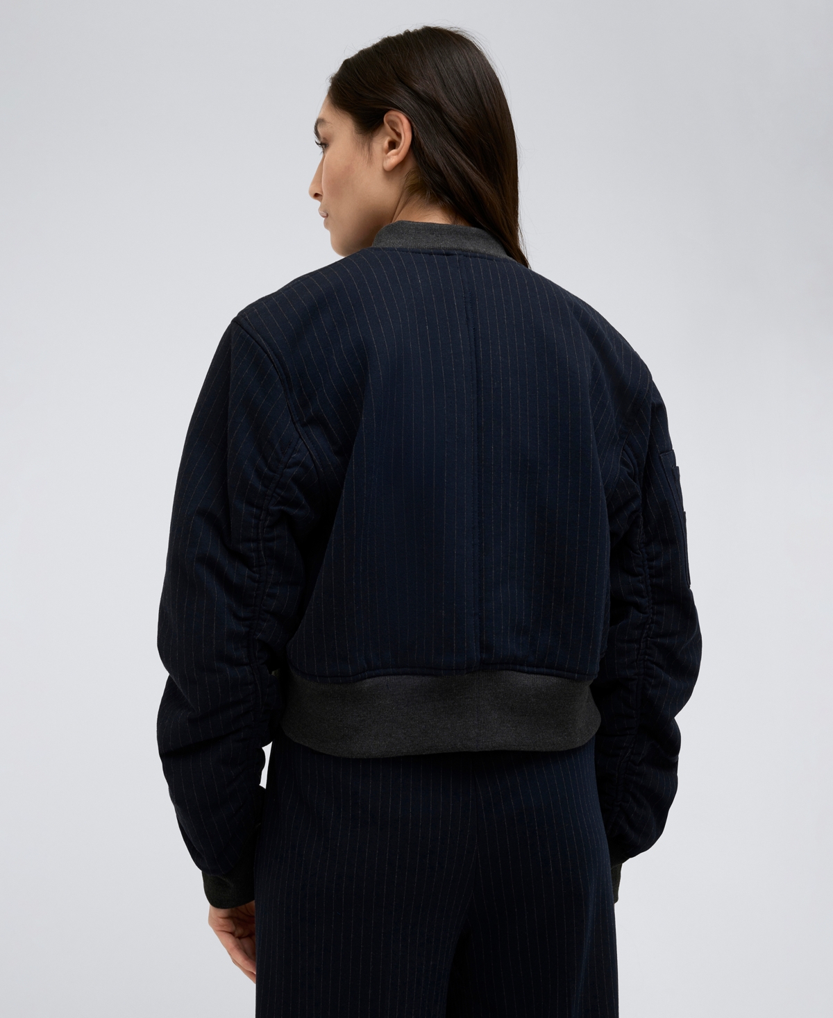 Kenneth Cole Women's Shirred-Sleeve Bomber Jacket -Grey