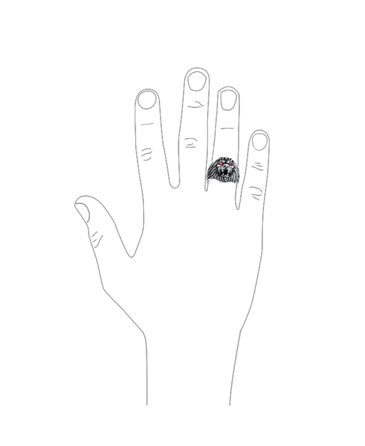 Bling Jewelry Statement Lion Ring withRuby Eyes .925 Sterling Silver - Red