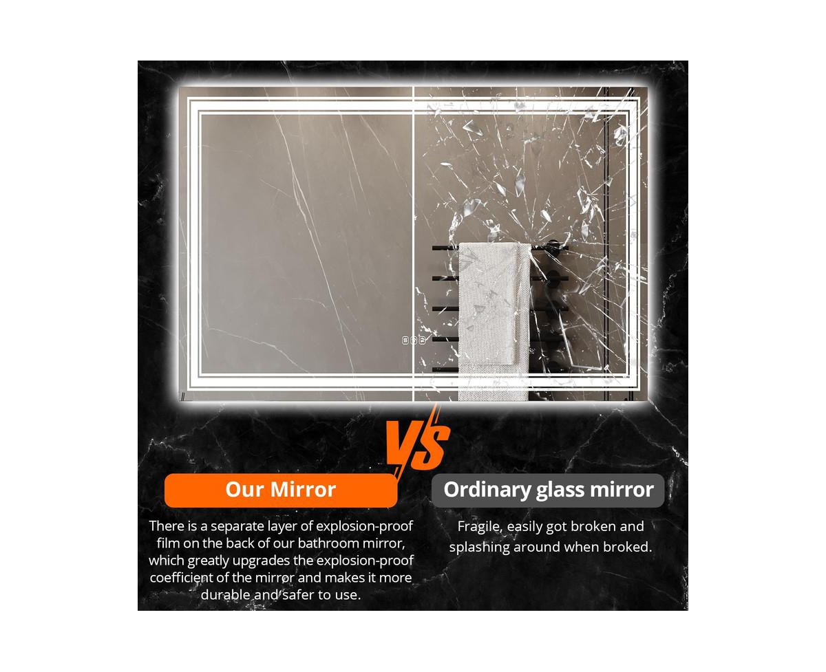 Garmin 48x32 Led Bathroom Mirror with Lights,Anti-Fog,Dimmable,Backlit + Front Lit,Memory,Bathroom Vanity Mirror with Lights,Lighted Bathroom Mirror,3