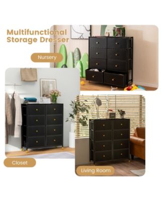 8-Drawer Fabric Dresser Tower Wide Chest of Drawers Storage Organizer