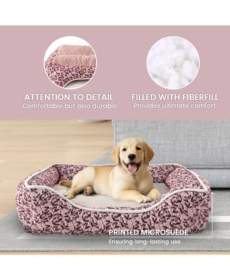 Cuddler Dog Beds for Small Dogs, Washable Pet Bed for Cat and Dog, Printed Microsuede with Plush Center