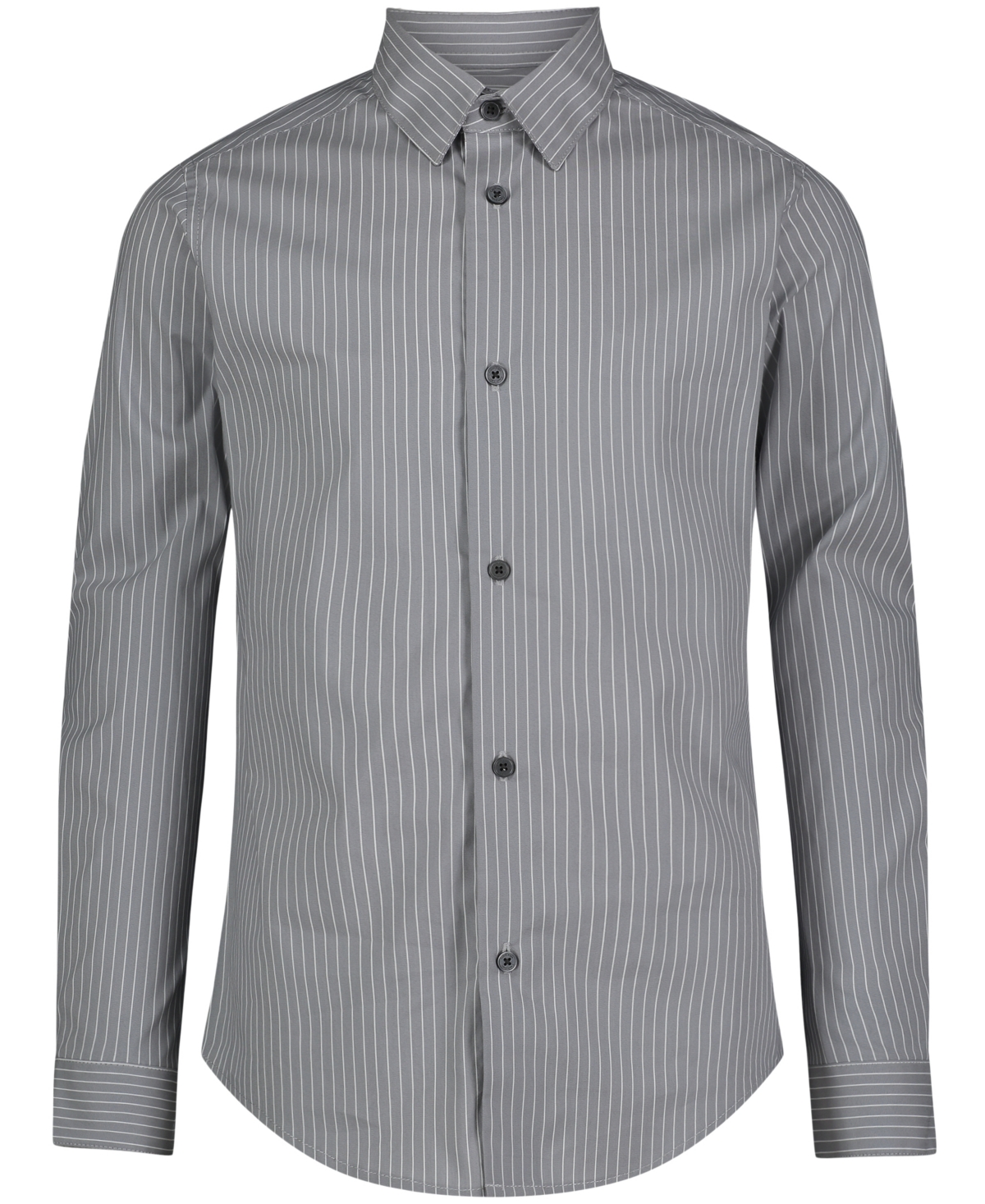Calvin Klein Big Boys Long Sleeve Stretch Bar Stripe Shirt