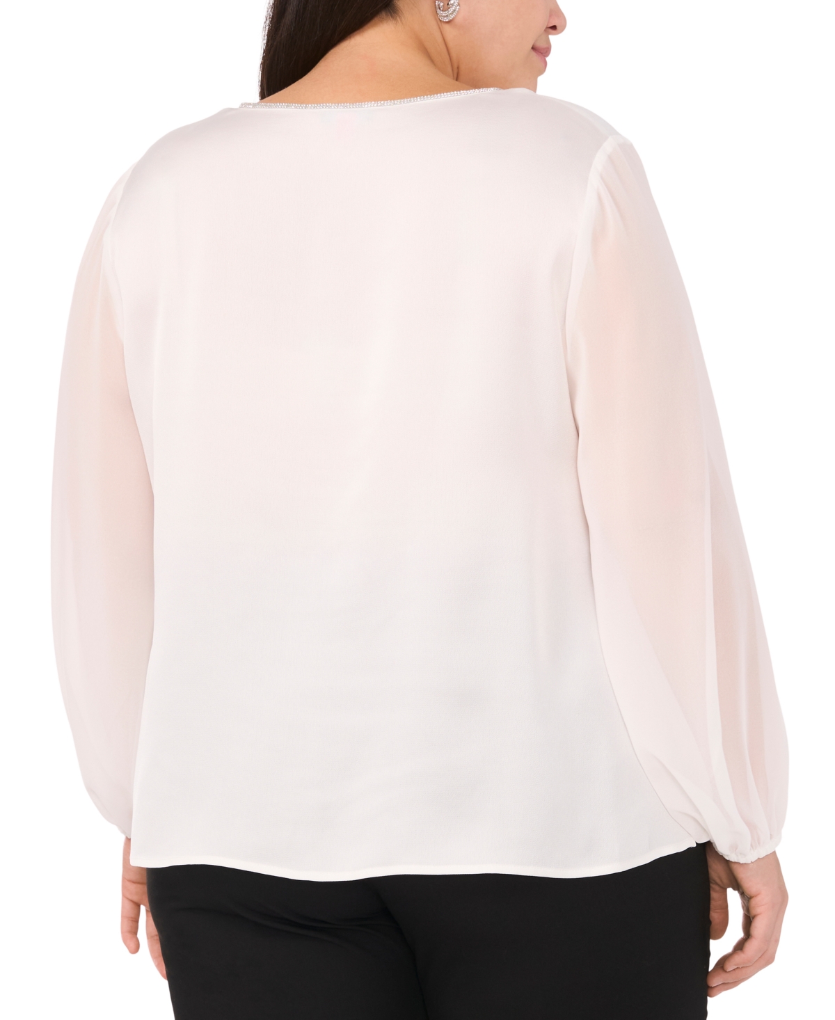Vince Camuto Plus Size V-Neck Blouson-Sleeve Blouse, Created for Macy's
