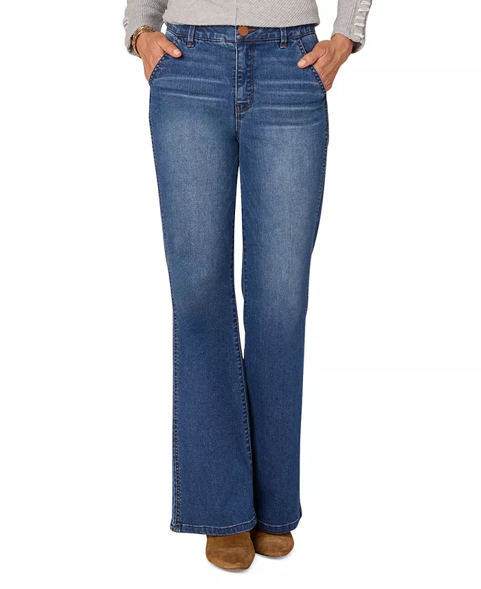 Petite "AB" Solution Skyrise Double-Side-Seam Flare Trouser Jeans