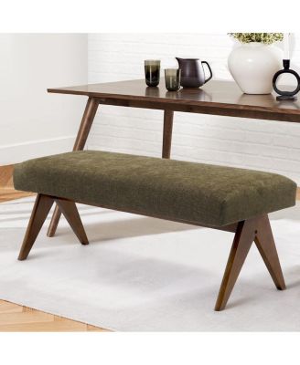 Breakfast Nook Bench Cushioned Dining Bench with V-Shaped Legs