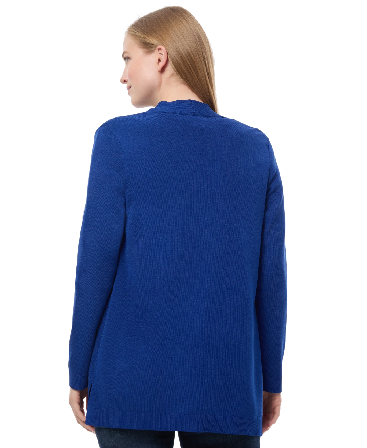 Jones New York Open Front Ribbed Icon Cardigan In Dark Blue
