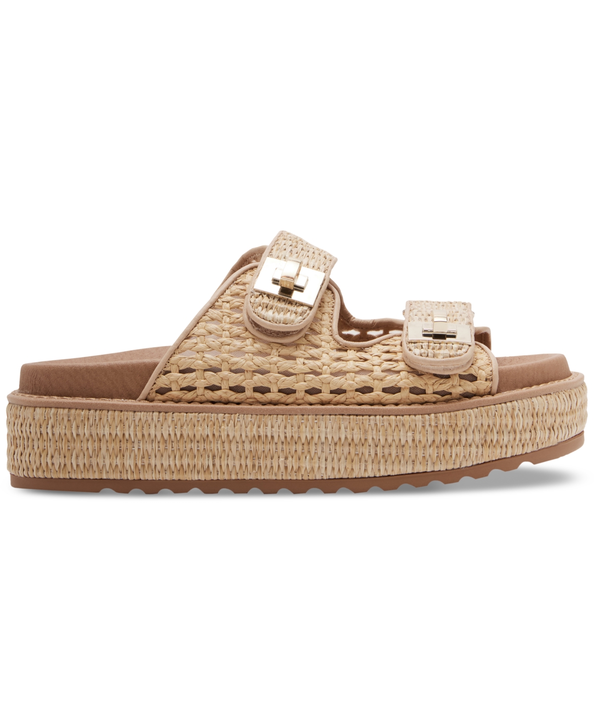 Steve Madden Bigschmona Platform Slide Sandal In Natural Raffia