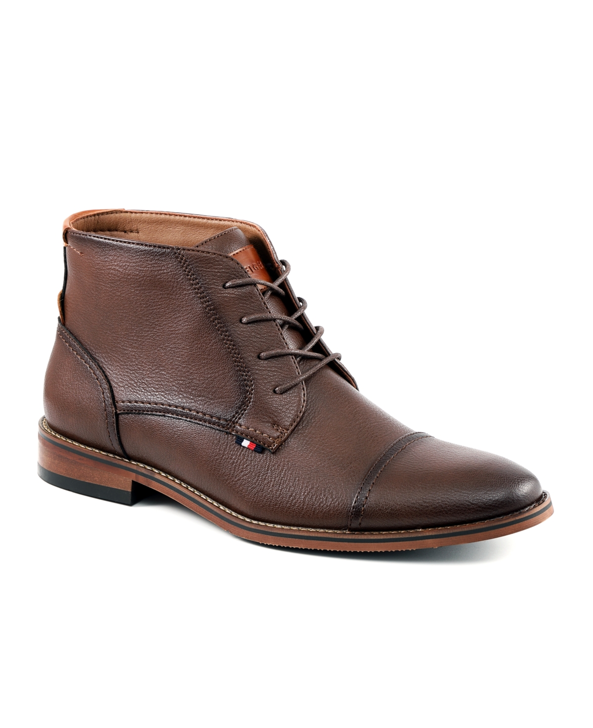 Tommy Hilfiger Men's Leather High Top Derbys In Brown