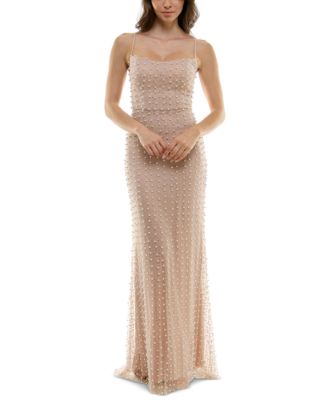 B Darlin Juniors' Embellished Lace-Up-Back Sleeveless Gown - Macy's