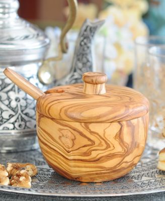 Olive Wood Sugar Bowl with Spoon