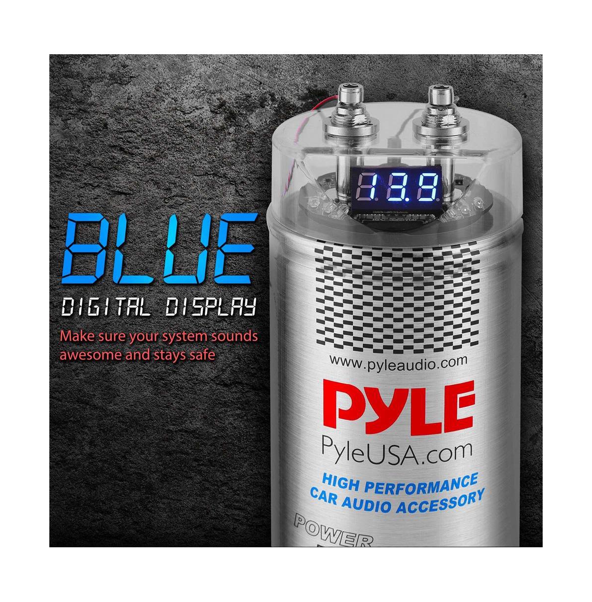 Pyle 5.0 Farad Digital Power Capacitor with Blue Led Display