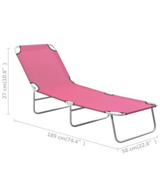 Sun Lounger Pink Oxford fabric, Powder-coated steel Standard