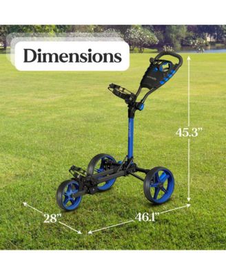 Flat Fold 3-Wheel Golf Push Cart with Deluxe Scorecard and Umbrella Holder