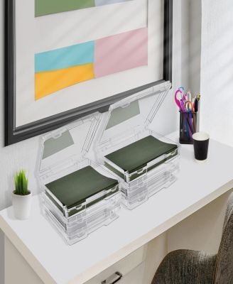 Set of 6 Wide Hanging File Organizer Bin Clear Plastic Stackable for Document Storage