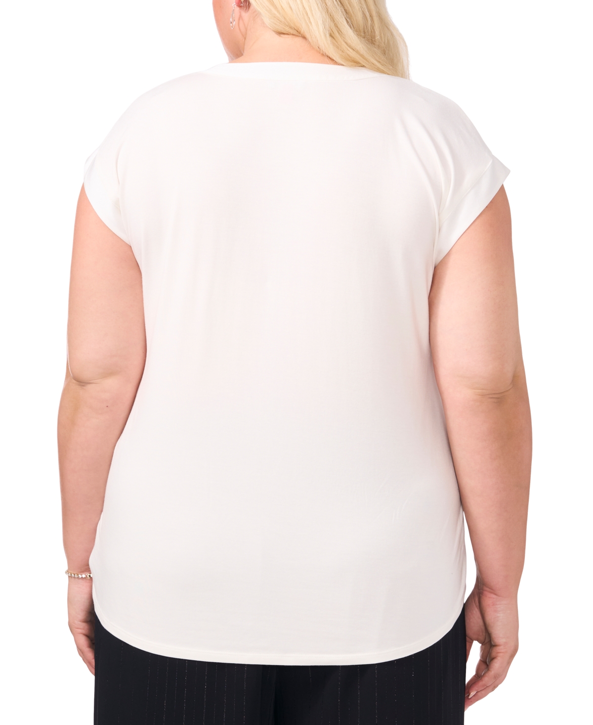 Vince Camuto Plus Size Split-Neck Cap-Sleeve Blouse, Created for Macy's