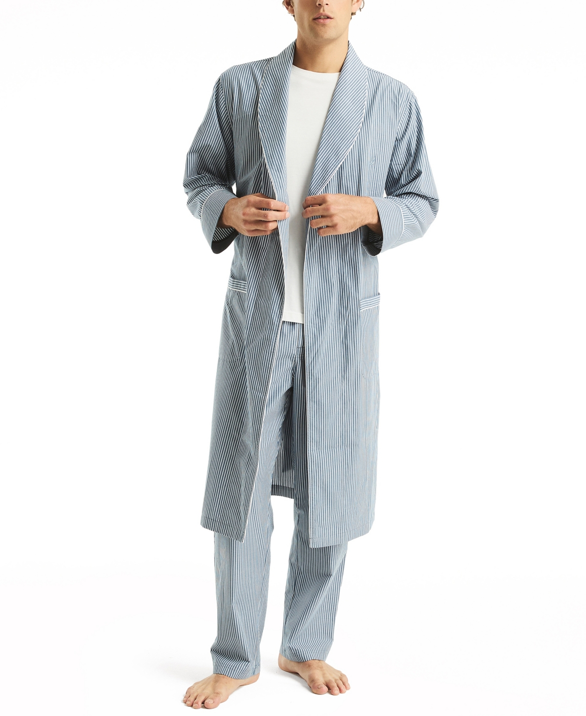 NAUTICA MEN'S CRAFTED STRIPED ROBE 