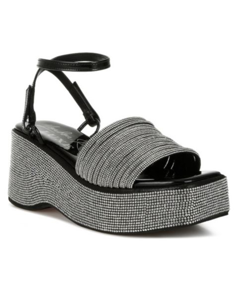 Женские сандалии London Rag Swifties Rhinestone Embellished Lace-Up, цвет: Чёрный