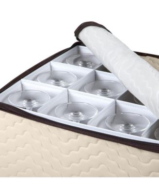 Quilted Microfiber Wine Glass Storage Box with Dividers