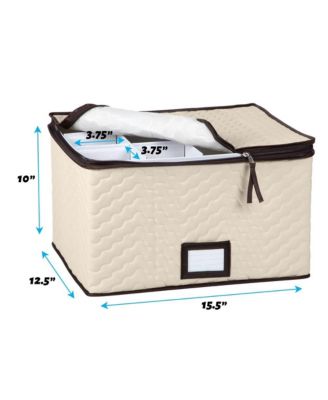 Quilted Microfiber Wine Glass Storage Box with Dividers