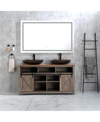 Bathroom Vanity Mirror Lighted Bathroom Aluminum Mirror 6000K LED Anti-Fog Dimmable Makeup Mirror 72 x 36 Inch White One Size