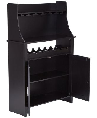 Wood Wine Rack Buffet & Storage Cabinet (Black)