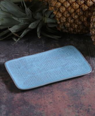 10.63" Stoneware Medium Rectangular Juta Platters, Set of 4